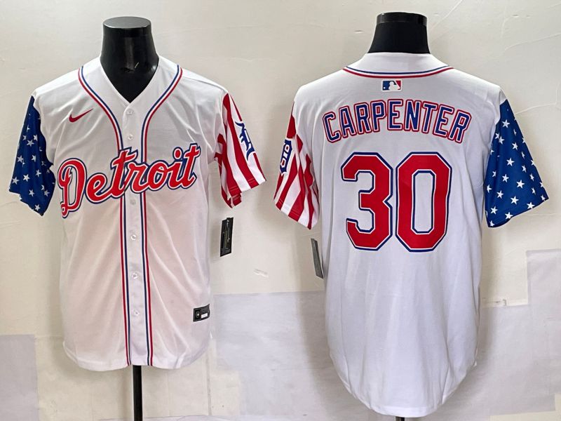 Men Detroit Tigers #30 Carpenter White National Flags 2025 Nike MLB Jersey style 3